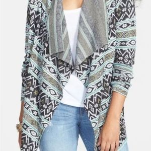 Billabong Show Me Waves Tribal Cardigan Waterfall Knit Cotton Blend
